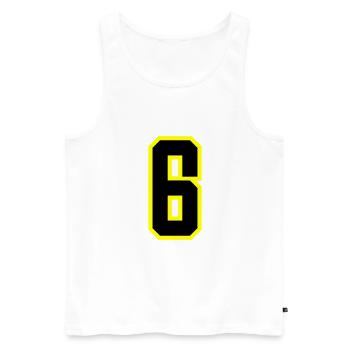 6 Zahl Trikot - Männer Premium Bio Tank Top - Weiß - Vorne - Michal (187cm)