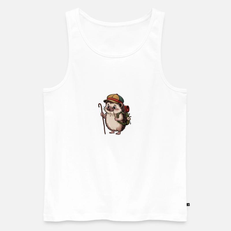 Igel mit Rucksack auf Wanderschaft - Männer Premium Bio Tank Top - Weiß