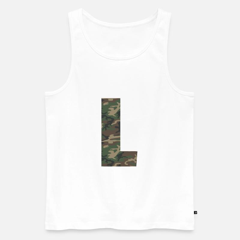 Robuster Buchstabe L im Tarnmuster! - Männer Premium Bio Tank Top - Weiß