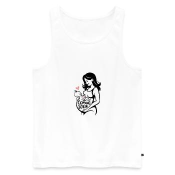 Coming Soon Baby Schwanger Schwangerschaft - Männer Premium Bio Tank Top - Weiß - Vorne - Michal (187cm)