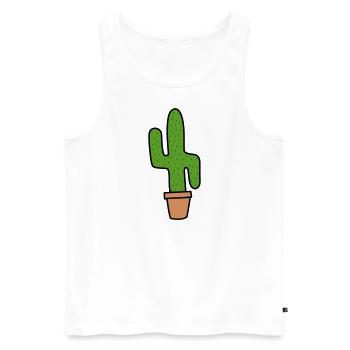 Cactus - Männer Premium Bio Tank Top - Weiß - Vorne - Michal (187cm)