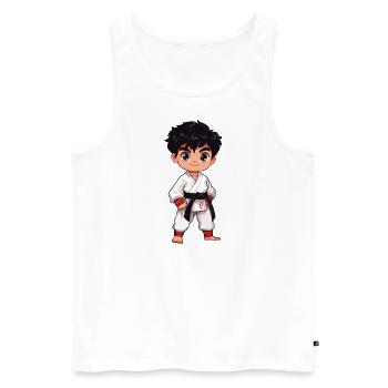 Combattant de taekwondo - Débardeur bio Premium Homme - blanc - Devant - Michal (187cm)