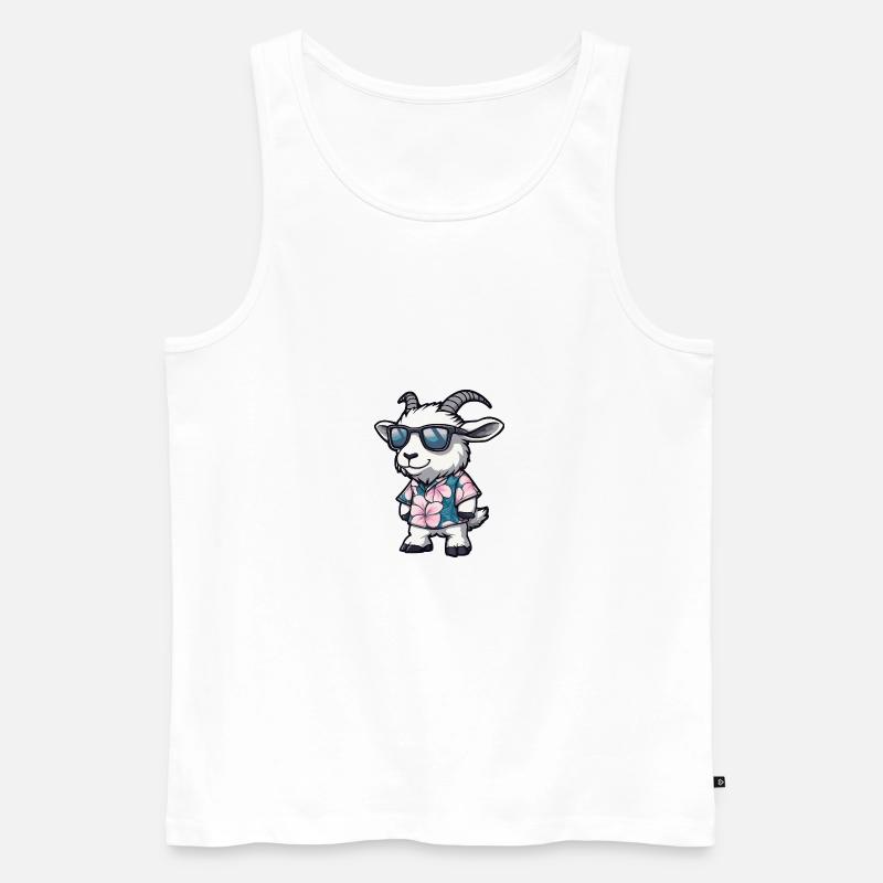 Bergziege Comic Urlaub - Männer Premium Bio Tank Top - Weiß
