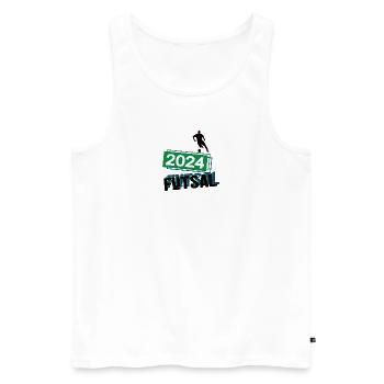 Futsal Spieler Team Turnier Mannschaft in 2024 - Männer Premium Bio Tank Top - Weiß - Vorne - Michal (187cm)