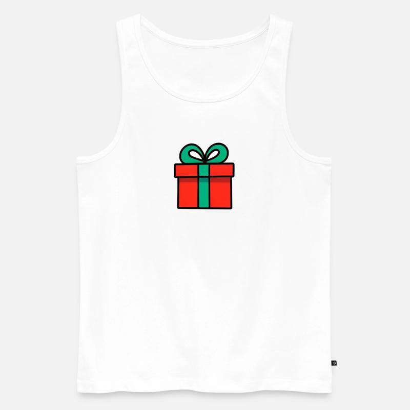 Neonrotes Geschenkbox mit Glanzband - Männer Premium Bio Tank Top - Weiß