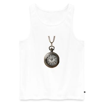 Antique gilded clock on chain - Men's Premium Organic Tank Top - white - Front - Michal (187cm)