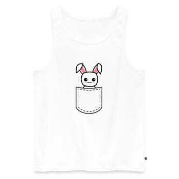 lapin dans une poche - Débardeur bio Premium Homme - blanc - Devant - Michal (187cm)