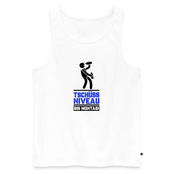 tschüss niveau bis montag - Männer Premium Bio Tank Top - Weiß - Vorne - AI Model Male 178 light (178cm)