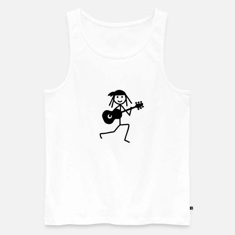 Strichmännchen - Gitarrist - Männer Premium Bio Tank Top - Weiß