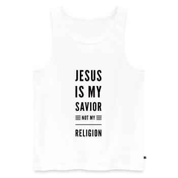 Jesus Is My Savior Not My Religion - Männer Premium Bio Tank Top - Weiß - Vorne - AI Model Male 178 light (178cm)