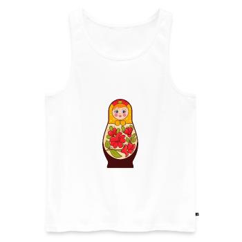 Matryochka poupée URSS cadeau Russie - Débardeur bio Premium Homme - blanc - Devant - AI Model Male 178 light (178cm)