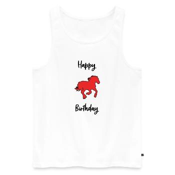 JAHRESTAG. PFERD - Männer Premium Bio Tank Top - Weiß - Vorne - Michal (187cm)