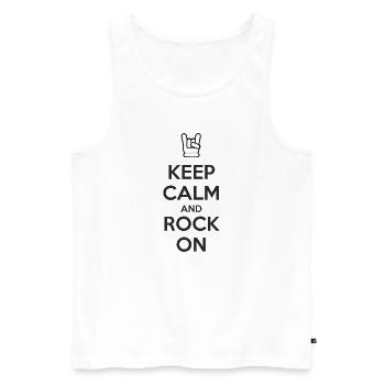 Keep Calm and Rock On - Men's Premium Organic Tank Top - white - Front - Michal (187cm)