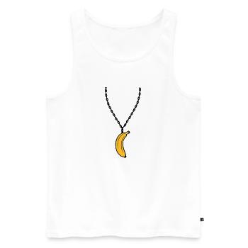 collier banane bijoux drôle fruit design clip-art - Débardeur bio Premium Homme - blanc - Devant - Michal (187cm)