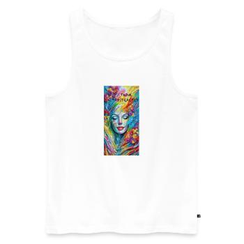 Penser de manière abstraite - Débardeur bio Premium Homme - blanc - Devant - AI Model Male 178 light (178cm)