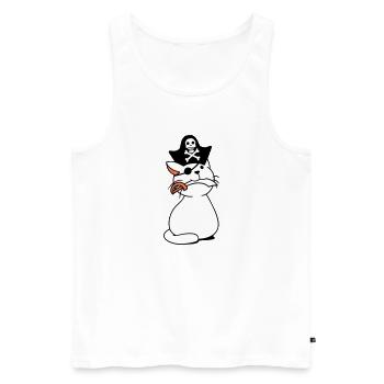 Süße Pirat Katze Seeräuber Augenklappe Hut Säbel - Männer Premium Bio Tank Top - Weiß - Vorne - AI Model Male 178 light (178cm)