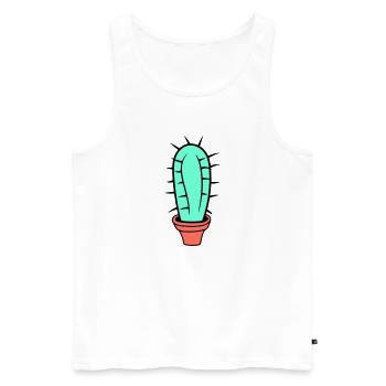 Kleiner Kaktus Stacheln Wüsten Kakteen Blumentopf - Männer Premium Bio Tank Top - Weiß - Vorne - AI Model Male 178 light (178cm)
