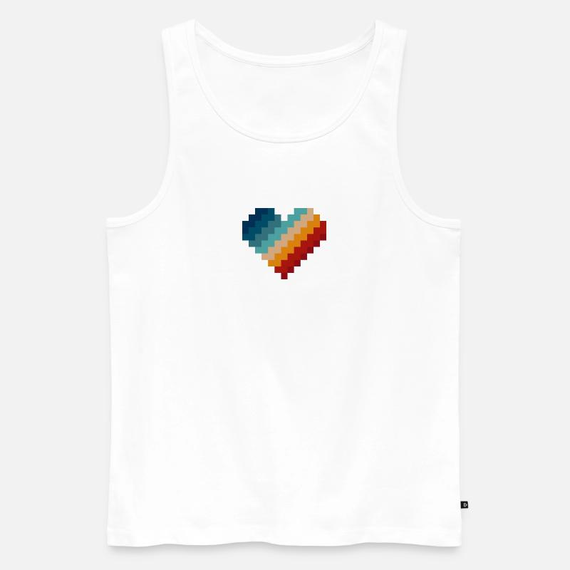 Retro Pixel Herz - Männer Premium Bio Tank Top - Weiß
