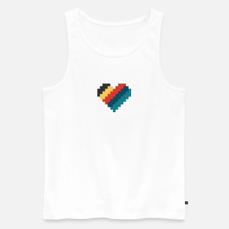 Retro Pixel Herz - Männer Premium Bio Tank Top - Weiß