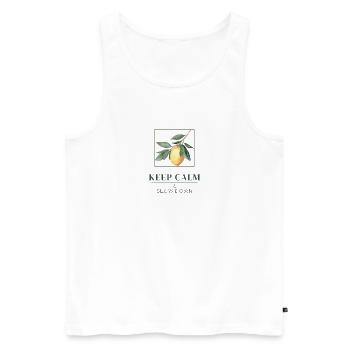 Keep Calm & Slow Down - Men's Premium Organic Tank Top - white - Front - AI Model Male 178 light (178cm)