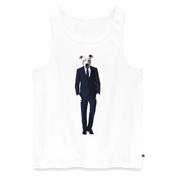 Dog in the Staffordshire suit - Men's Premium Organic Tank Top - white - Front - AI Model Male 178 light (178cm)