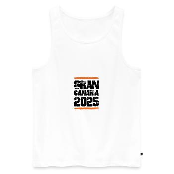 Gran Canaria 2025 Team - Men's Premium Organic Tank Top - white - Front - AI Model Male 178 light (178cm)