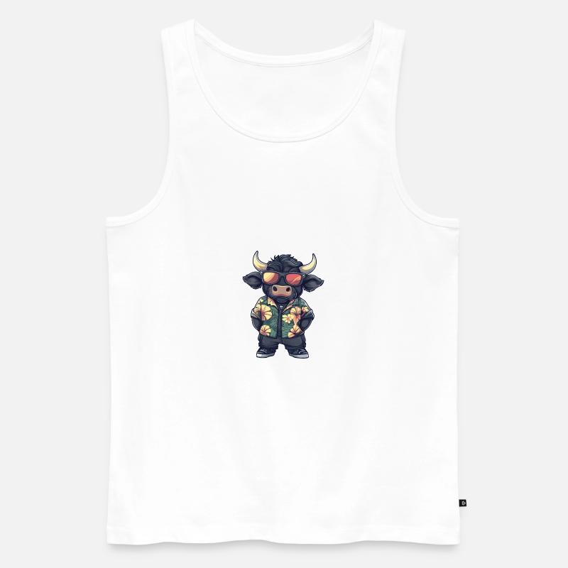 Stier Comic Urlaub - Männer Premium Bio Tank Top - Weiß
