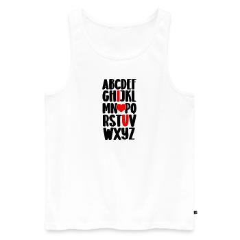 Alphabet i love you - Débardeur bio Premium Homme - blanc - Devant - Michal (187cm)