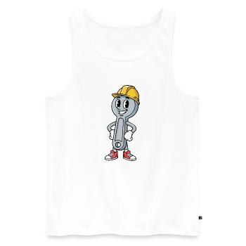 Techniker Cartoon Schraubenschlüssel Humor Mechaniker - Männer Premium Bio Tank Top - Weiß - Vorne - AI Model Male 178 light (178cm)