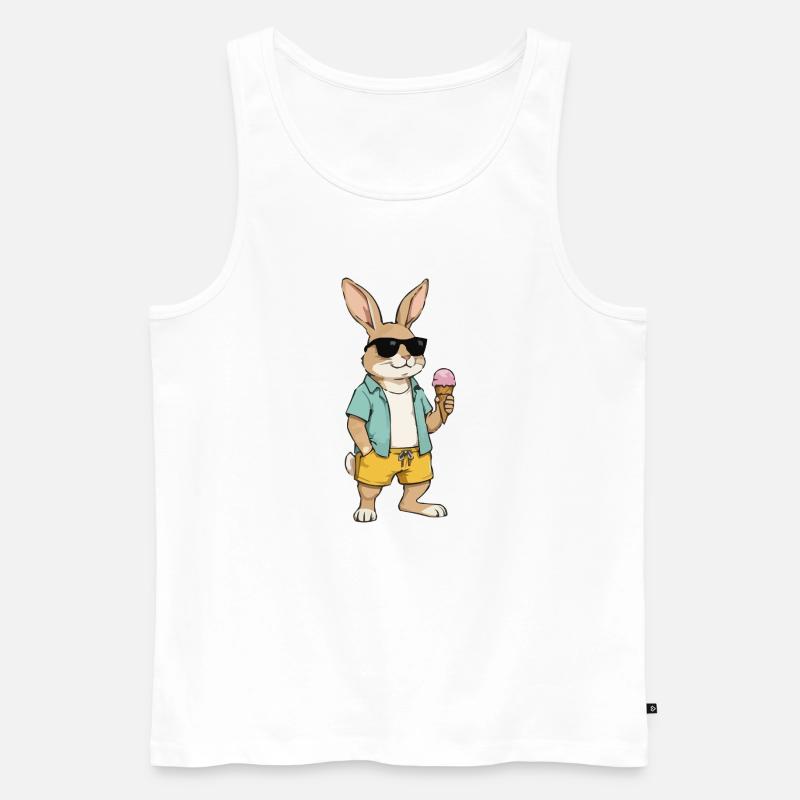 Sonnen Hase mit Eis am Strand - Männer Premium Bio Tank Top - Weiß