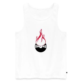 disko club party dj feiern musik tanzen vinyl plat - Männer Premium Bio Tank Top - Weiß - Vorne - Michal (187cm)