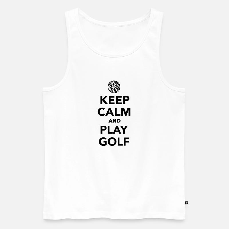 Keep calm and play Golf - Männer Premium Bio Tank Top - Weiß