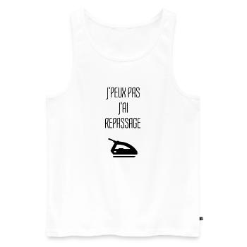 Repassage Ménager Fer à Repasser Nettoyage - Débardeur bio Premium Homme - blanc - Devant - Michal (187cm)