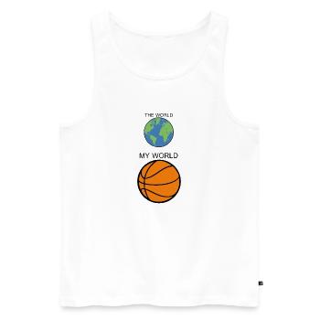 the world my basket basketball humour sport 2410 Z - Débardeur bio Premium Homme - blanc - Devant - Michal (187cm)