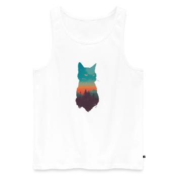 Katzen Silhouette mit einem Ausblick auf die Natur - Männer Premium Bio Tank Top - Weiß - Vorne - AI Model Male 178 light (178cm)
