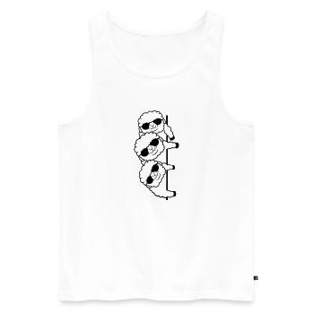3 DJ Sheep Behind Wall Peeking Sideways Friends - Men's Premium Organic Tank Top - white - Front - AI Model Male 178 light (178cm)