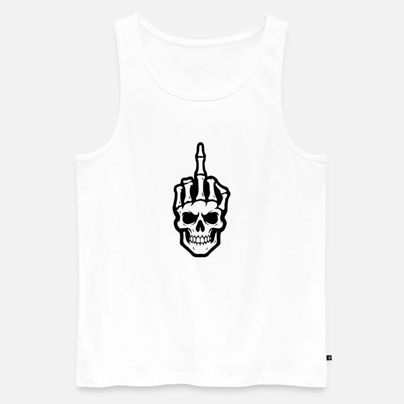 Skelett Mittelfinger - Männer Premium Bio Tank Top - Weiß