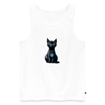 Chat de la Lune - Débardeur bio Premium Homme - blanc - Devant - Michal (187cm)