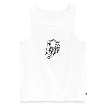 Skeleton hand with mobile phone. No signal. - Men's Premium Organic Tank Top - white - Front - AI Model Male 178 light (178cm)