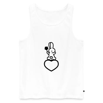 Rabbit with heart and flower - line - Men's Premium Organic Tank Top - white - Front - Michal (187cm)