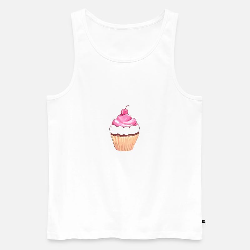 Cupcake mit Kirsche - Männer Premium Bio Tank Top - Weiß