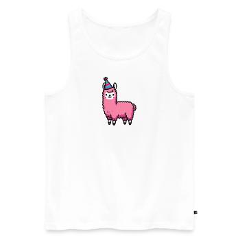 Party Llama Alpaca Pink Party Hat Birthday Celebration - Men's Premium Organic Tank Top - white - Front - Michal (187cm)