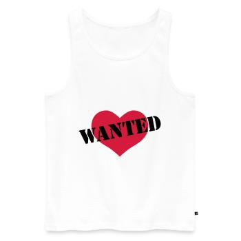 Coeur d'amour WANTED - Débardeur bio Premium Homme - blanc - Devant - AI Model Male 178 light (178cm)