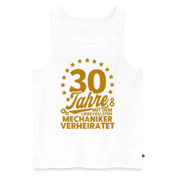 Perlenhochzeit Ehepaar 30. Hochzeitstag Geschenk - Männer Premium Bio Tank Top - Weiß - Vorne - Michal (187cm)