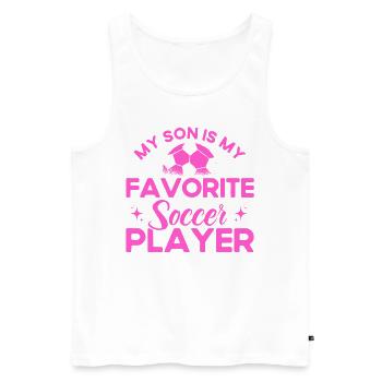 Fußball Mama Mutter Sohn Geschenk - Männer Premium Bio Tank Top - Weiß - Vorne - Michal (187cm)
