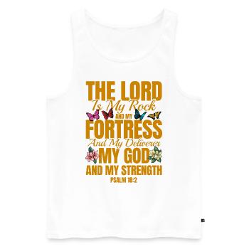 Religious Inspirational Bible Verse Gift - Men's Premium Organic Tank Top - white - Front - Michal (187cm)