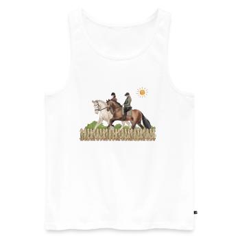 Horse riding with a friend. - Men's Premium Organic Tank Top - white - Front - AI Model Male 178 light (178cm)