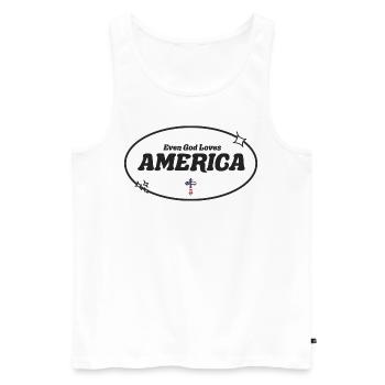 Sogar Gott betet Amerika an - Männer Premium Bio Tank Top - Weiß - Vorne - Michal (187cm)