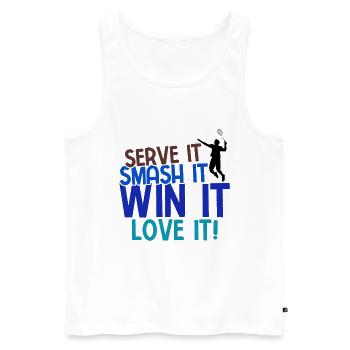 Badminton - Männer Premium Bio Tank Top - Weiß - Vorne - Michal (187cm)