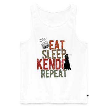 Japanischer Schwertkampf Kendo - Männer Premium Bio Tank Top - Weiß - Vorne - Michal (187cm)